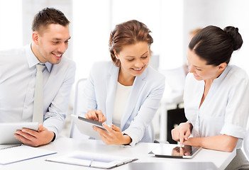 Image showing business team working with tablet pcs in office