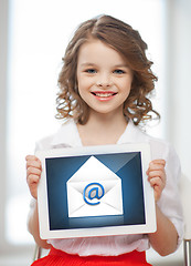 Image showing girl with tablet pc and envelope icon