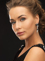Image showing woman with diamond earrings