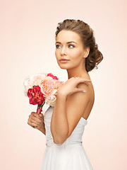 Image showing woman with bouquet of flowers