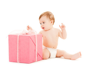 Image showing happy child with gift box