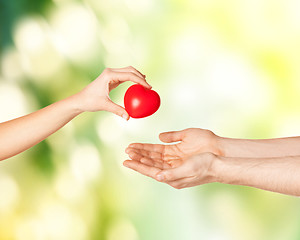 Image showing woman and man hands with heart