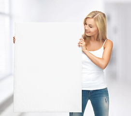 Image showing woman with white blank board