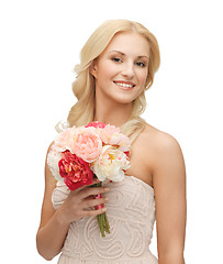 Image showing woman with bouquet of flowers