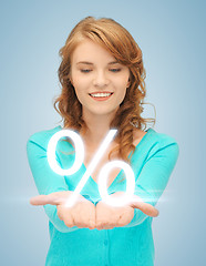 Image showing girl showing sign of percent in her hand