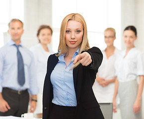 Image showing businesswoman pointing her finger