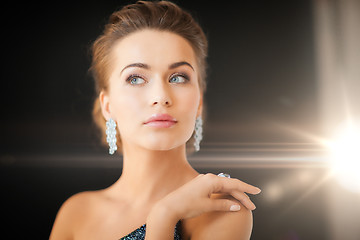 Image showing woman with diamond earrings