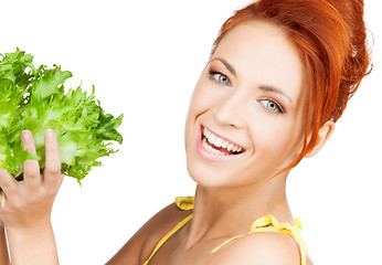 Image showing woman holding lettuce