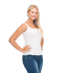 Image showing teenager girl in blank white t-shirt