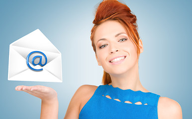 Image showing woman showing virtual envelope