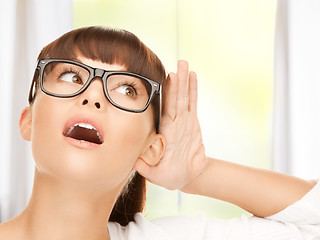 Image showing happy woman listening gossip