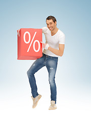 Image showing man with big percent box