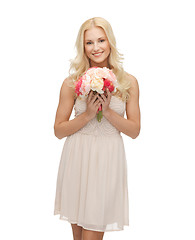 Image showing woman with bouquet of flowers