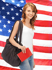 Image showing teenage girl in blank white t-shirt with book