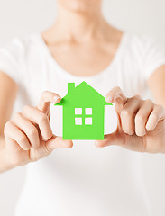 Image showing woman hands holding green house