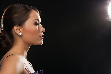 Image showing woman with diamond earrings