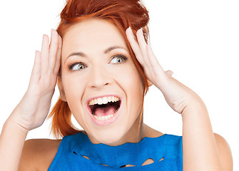 Image showing excited face of woman