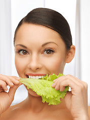 Image showing woman with lettuce