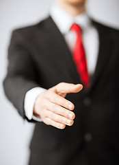 Image showing businessman with open hand