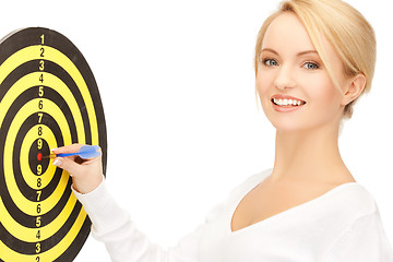 Image showing businesswoman with dart and target