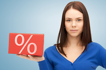 Image showing woman with big percent box