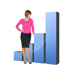 Image showing businesswoman pointing at big 3d chart