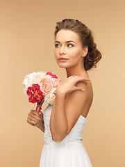 Image showing woman with bouquet of flowers