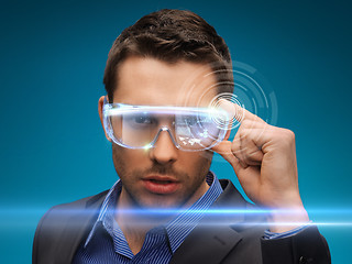 Image showing businessman with digital glasses