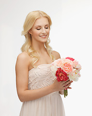 Image showing woman with bouquet of flowers