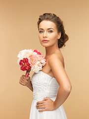 Image showing woman with bouquet of flowers