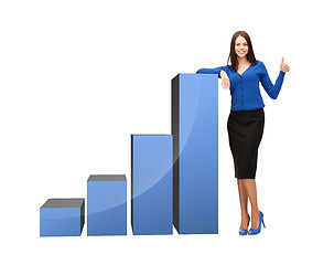 Image showing businesswoman with big 3d chart