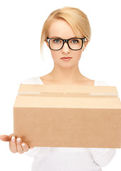 Image showing woman with cardboard box