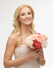 Image showing woman with bouquet of flowers