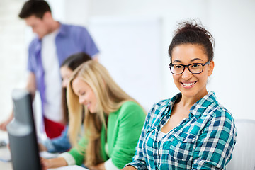 Image showing student with computer studying at school