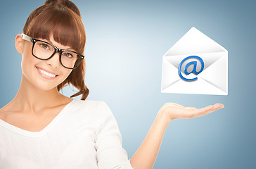 Image showing woman showing virtual envelope