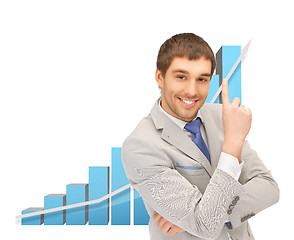 Image showing successful businessman with 3d chart