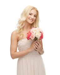 Image showing woman with bouquet of flowers