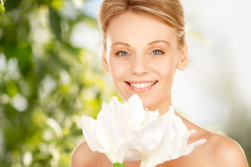 Image showing lovely woman with lily flower