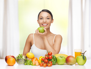 Image showing woman with fruits and vegetables