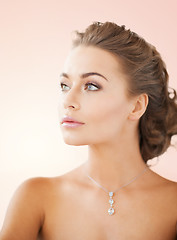 Image showing woman wearing shiny diamond necklace