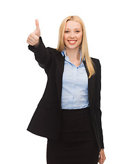 Image showing young businesswoman with thumbs up