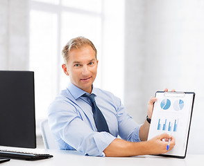 Image showing businessman showing graphs and charts