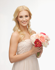 Image showing woman with bouquet of flowers