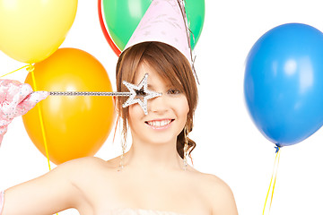 Image showing happy girl with colorful balloons