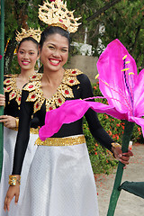 Image showing Thai women in traditional dress during in a parade, Phuket, Thai