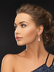 Image showing woman with diamond earrings