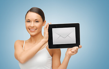 Image showing woman with tablet pc and envelope icon