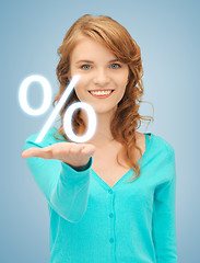 Image showing girl showing sign of percent in her hand