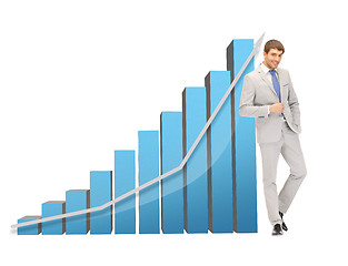 Image showing handsome businessman with big 3d chart