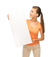 Image showing woman with white blank board